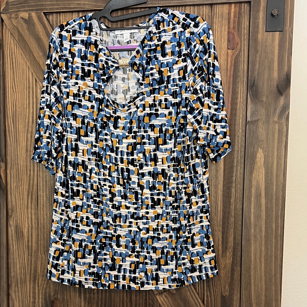 Nine West Multicolor Geometric Print Blouse